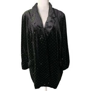 NWT Skies Are Blue Curvy 3X Black Velvet Rhinestone Embellished Blazer Holiday
